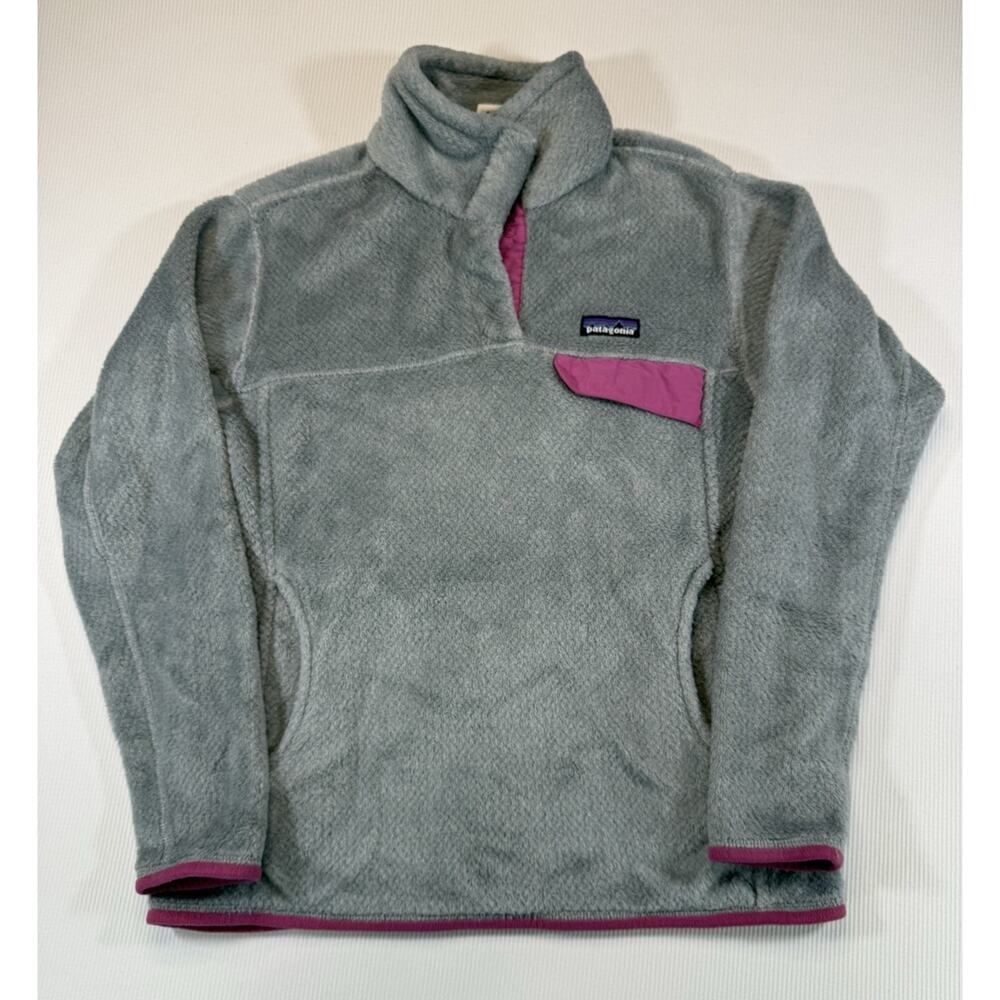 Patagonia Re-Tool Snap-T Fleece Pullover Women’s Medium Gray Pink Polartec